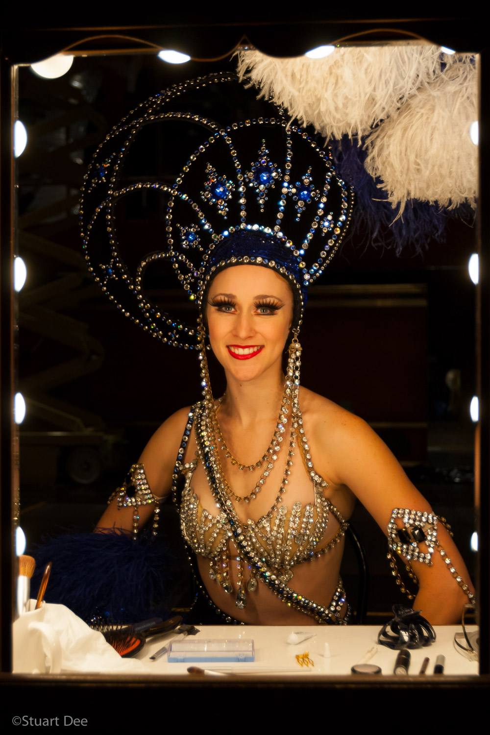  Showgirl at dressing room mirror, Las Vegas, Nevada, USA 