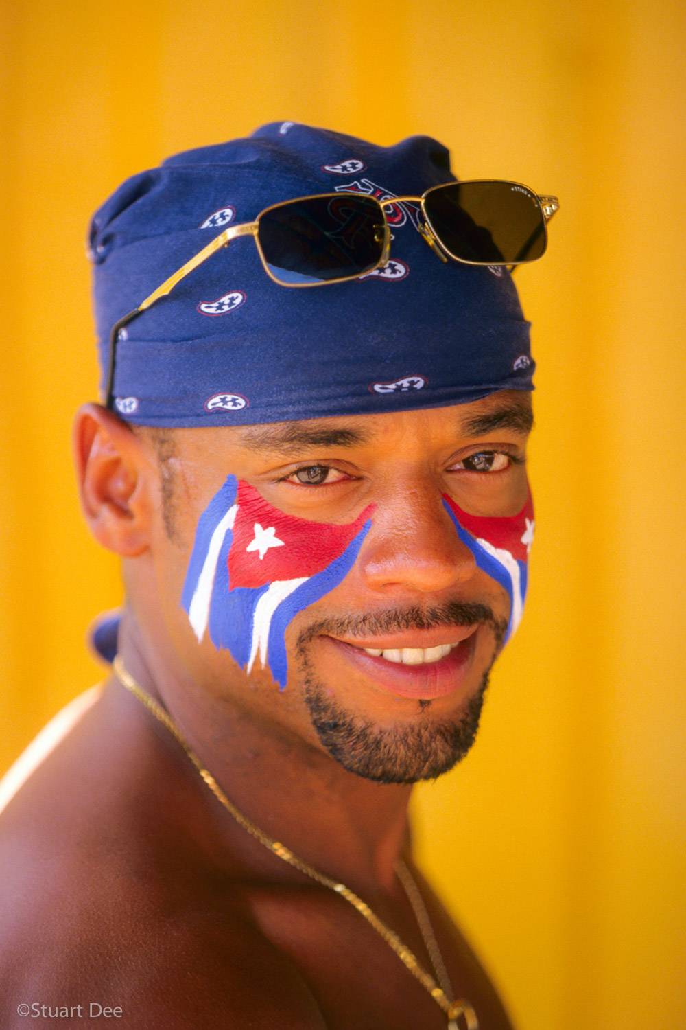  Man with Cuban flag painted on face, Varedero, Cuba 