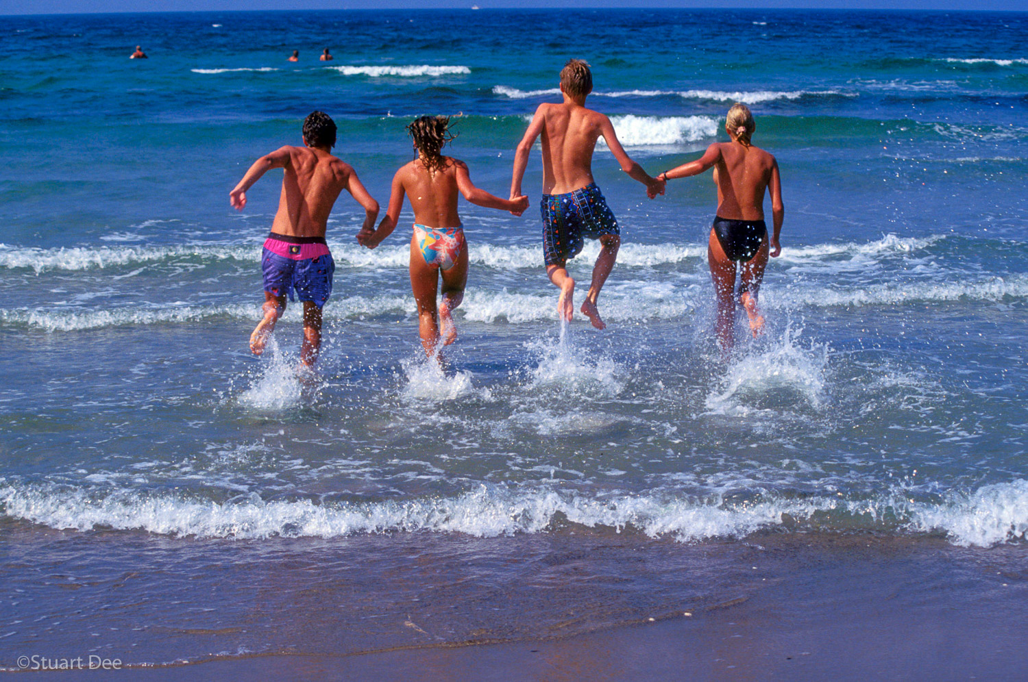 Kids Running Into Sea; Hornbaek, Denmark
