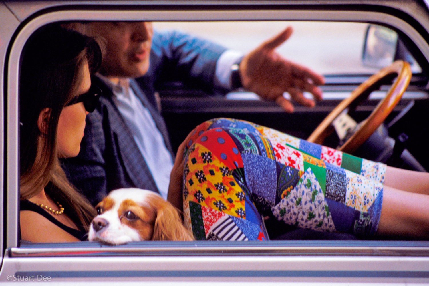 Man, Woman, And Dog In Car, Paris, France