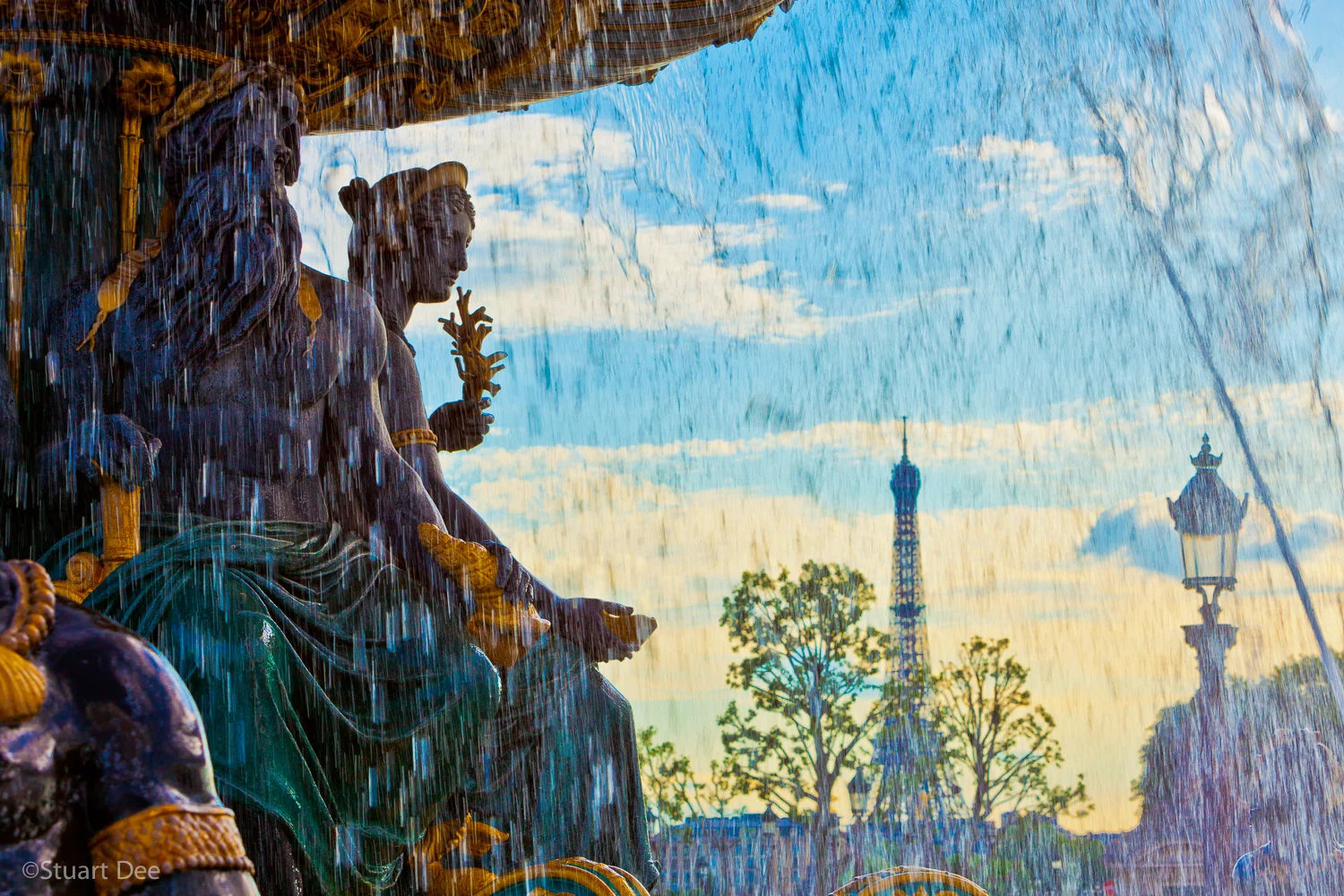 Water fountain, Place de la Concorde, Paris France.