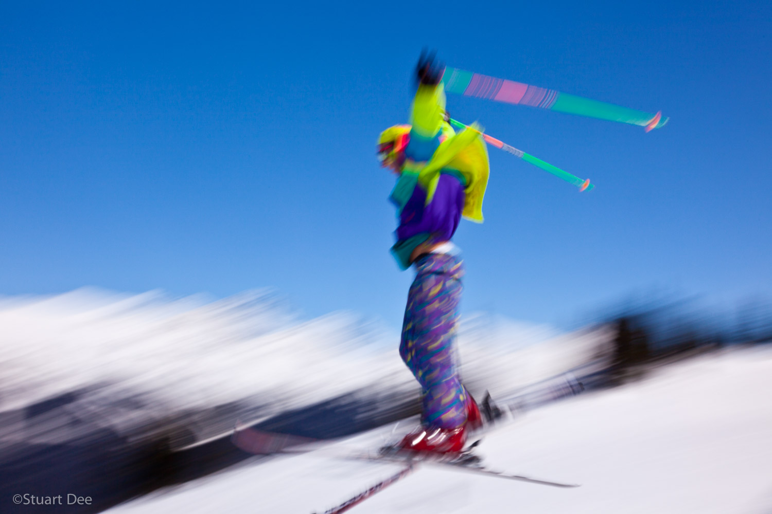  Skier flying off a ramp, Whistler Mountain, Whistler Blackcomb Ski Resort, Whistler, BC, Canada. Whistler Blackcomb is the largest ski resort in North America, and is consistently ranked as the top ski resort in the world. 