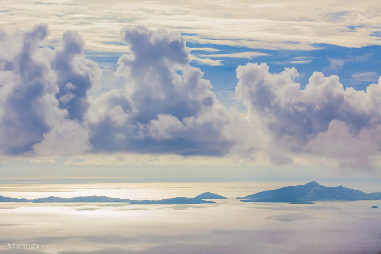 Aerial view of dramatic clouds over islands, Fiji