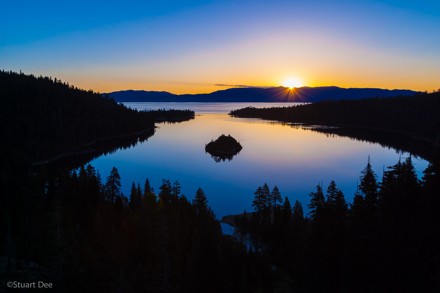  Sunrise at Emerald Bay, showing Fannette Island, Lake Tahoe, California, USA 