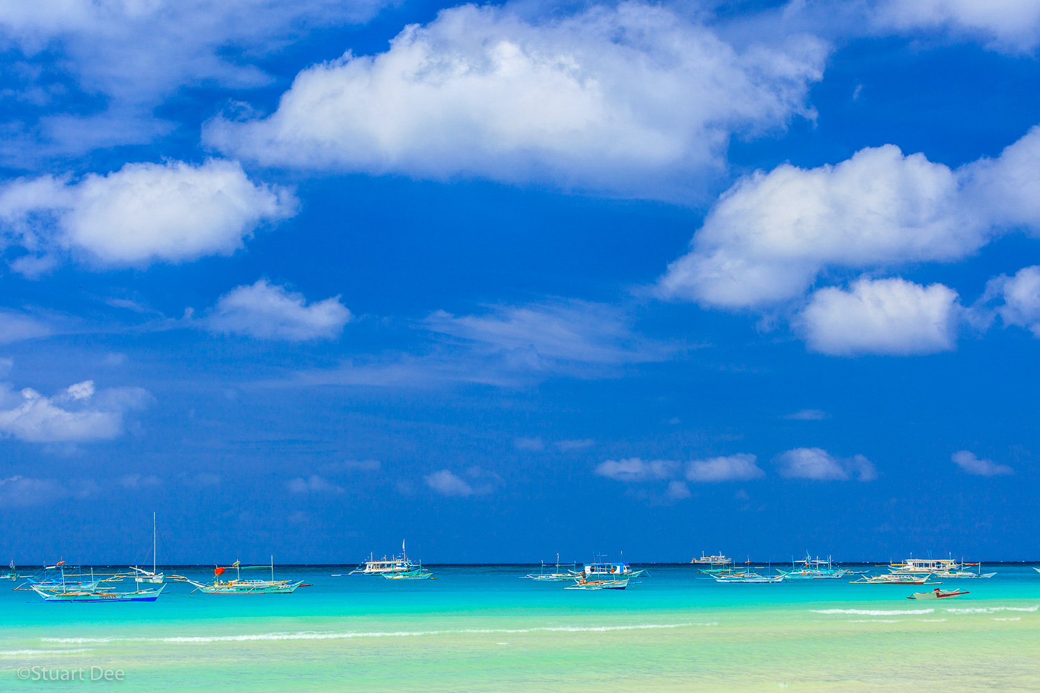 Tropical beach with cumulus clouds, Boracay