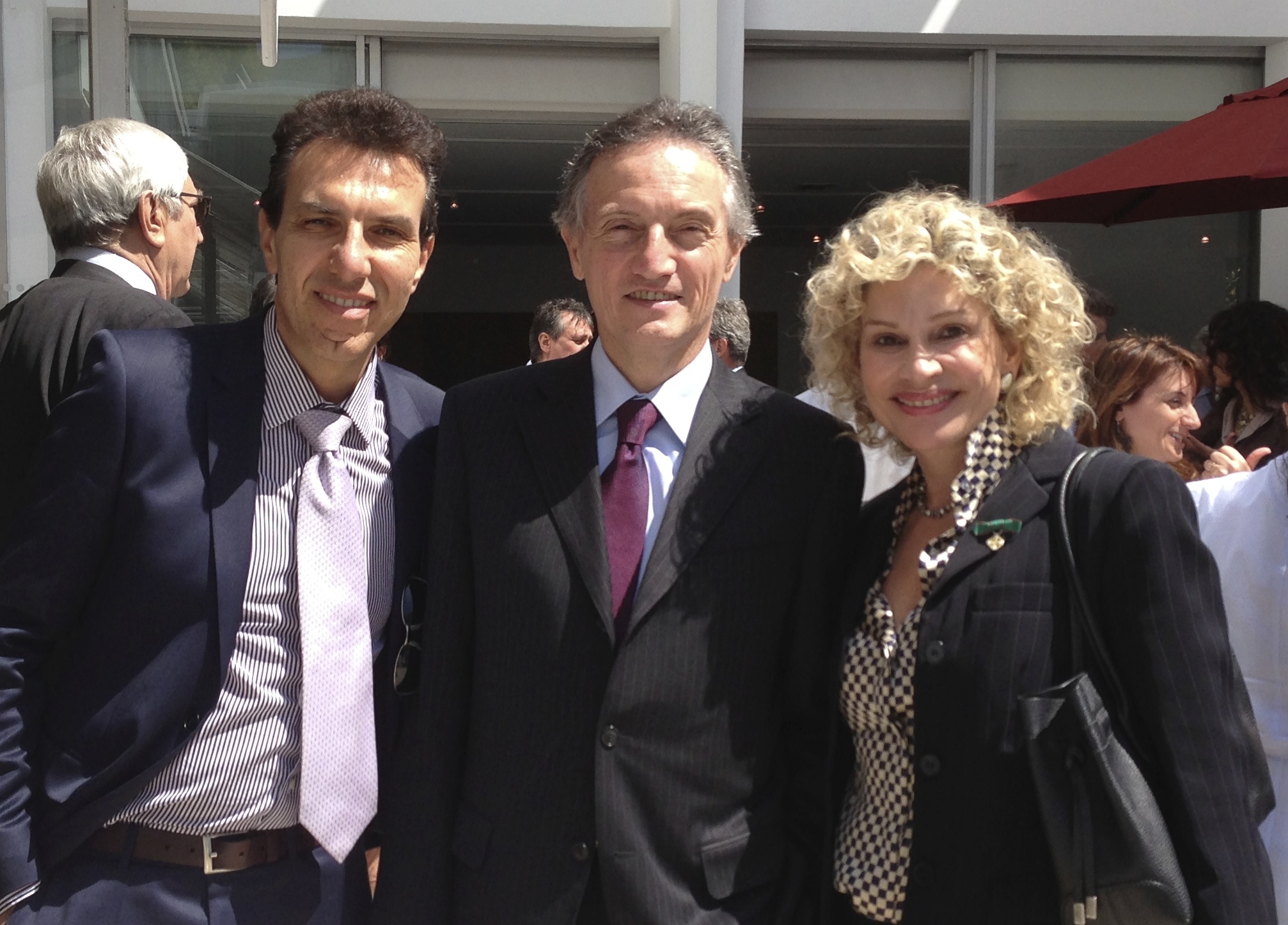 Italian Consul General Giuseppe Perrone, Italian Ambassador to the USA Claudio Bisognero and Dr. Paola Lorenzi.  Italian Cultural Institute, Los Angeles, CA