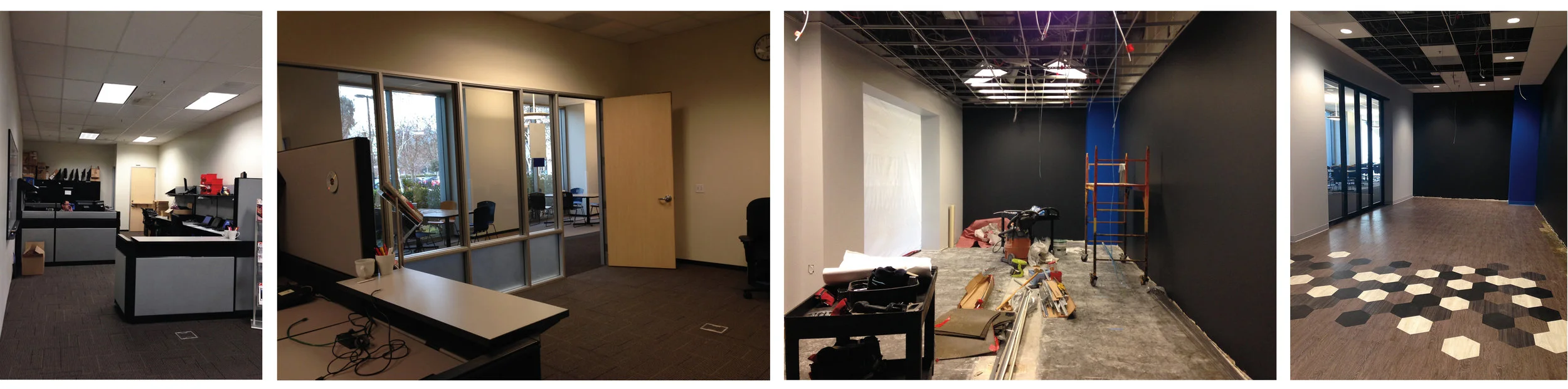 THE BUILD-OUT The drop ceiling remained, though the standard 2x4 tiles were replaced with 2x2 tegular tiles for a more streamlined look.  The door to the room was replaced with a 10-foot-wide sliding glass door in order to take advantage of daylight…