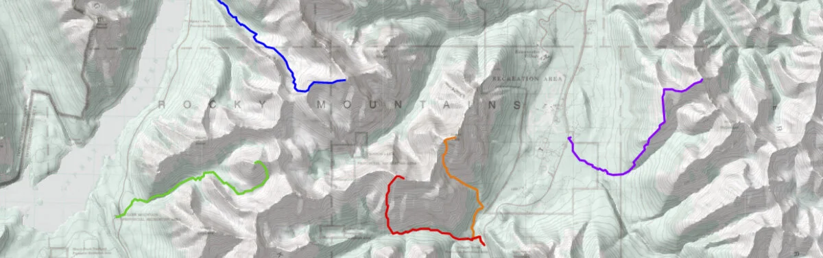 A section of the topographic map with my GPS recorded tracks.