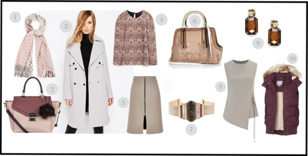 1. This scarf from Oasis is perfect to add a soft touch to any outfit. 2. The black accents and pompom on this New Look bag will mean that it looks great either with a staple black outfit or lighter tones. 3. A trench coat is a fantastic staple for any wardrobe and this ASOS will be great in the spring for work or play. 4. I love the jacquard print on this Zara top and the pop of coral in the pattern to lift it. 5. An A-Line Skirt is flattering on most body types and the zip on this one from River Island gives it a modern edge. 6. River Island do some fab bags and this embossed one is one of my favourites. 7. A bit of arm candy is perfect to draw attention to your hips and this one from Marks and Spencer ticks all the boxes. 8. I have recently re-discovered Miss Selfridge who have improved their range with some great pieces suitable for grown-ups! 9. Smoky glass earrings from ASOS are perfect for day or night. 10. A gillet is a must if you enjoy being outdoors, this Fat Face one will keep your torso warm whilst allowing yours freedom on a day when a coat is too thick. Full details of all the pieces with links to shop them can be found here . Until next time, Happy Shopping!