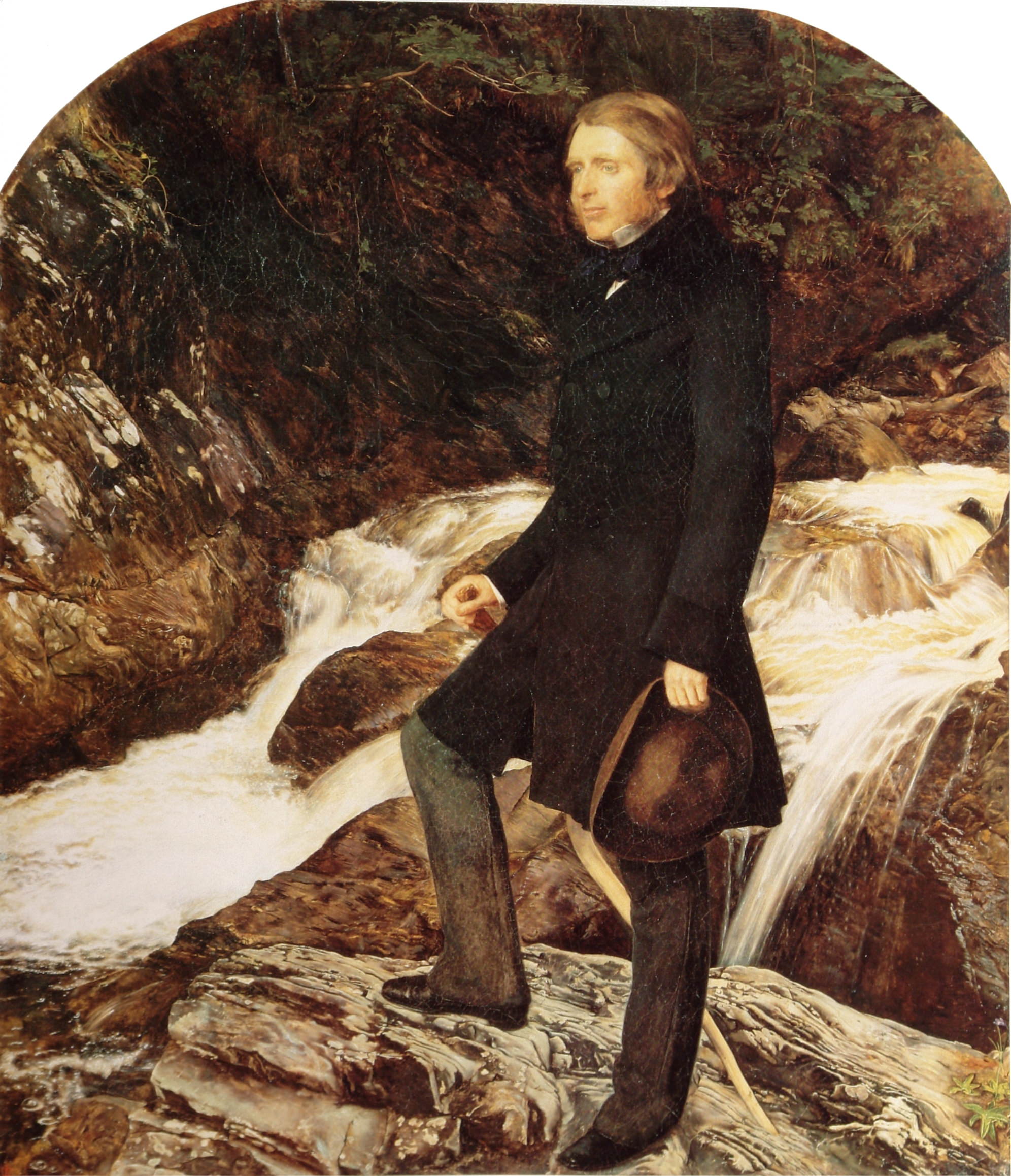 John Ruskin painted by the Pre-Raphaelite artist John Everett Millais standing at Glenfinlas, Scotland, (1853–54)