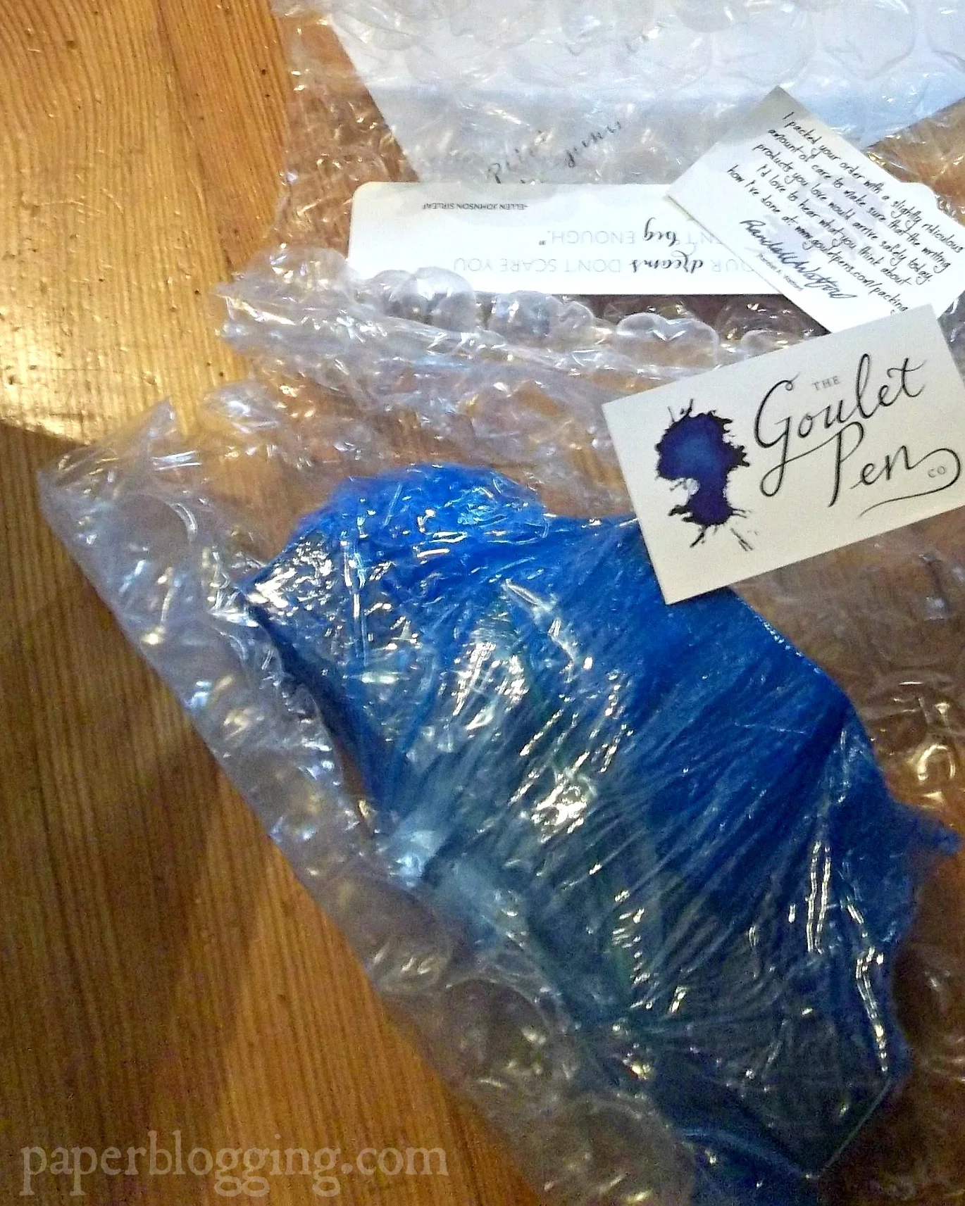 And abundant packaging. Especially helpful when buying glass bottles of ink!