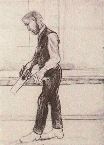 Man with Saw, charcoal sketch, 1881, age 28
