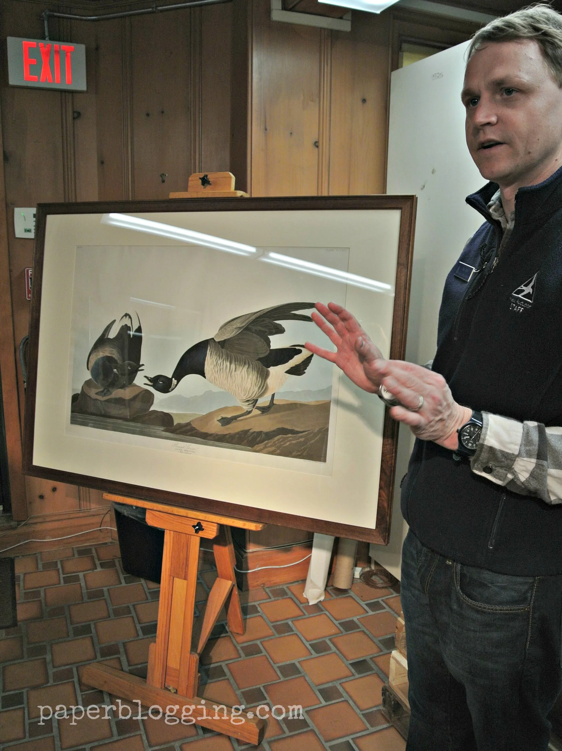 Sean Kent, homeschool program director & education coordinator, shows us this impressive plate from Audubon's book Bird's of America. Yes, that was the size of the book! Museum of American Bird Art.