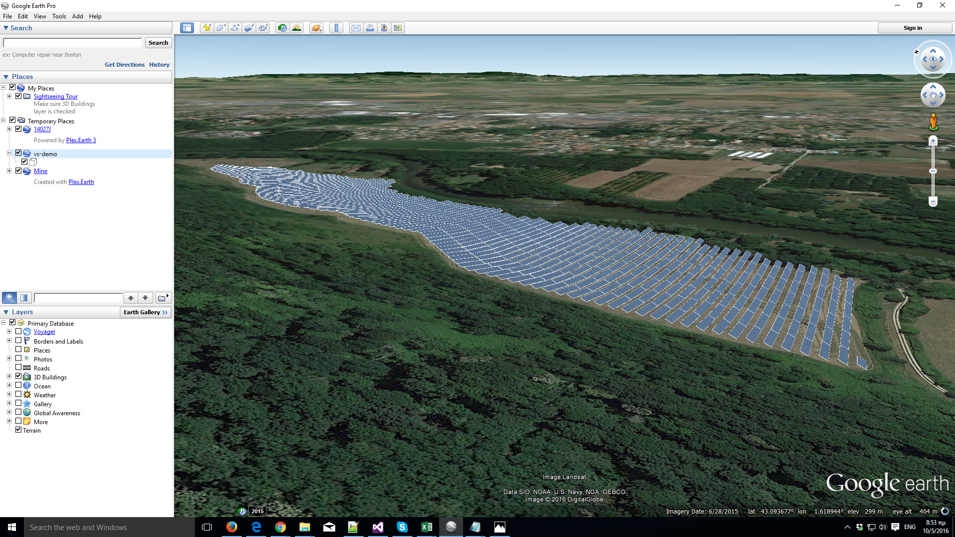 A generic view of a solar park in Google Earth