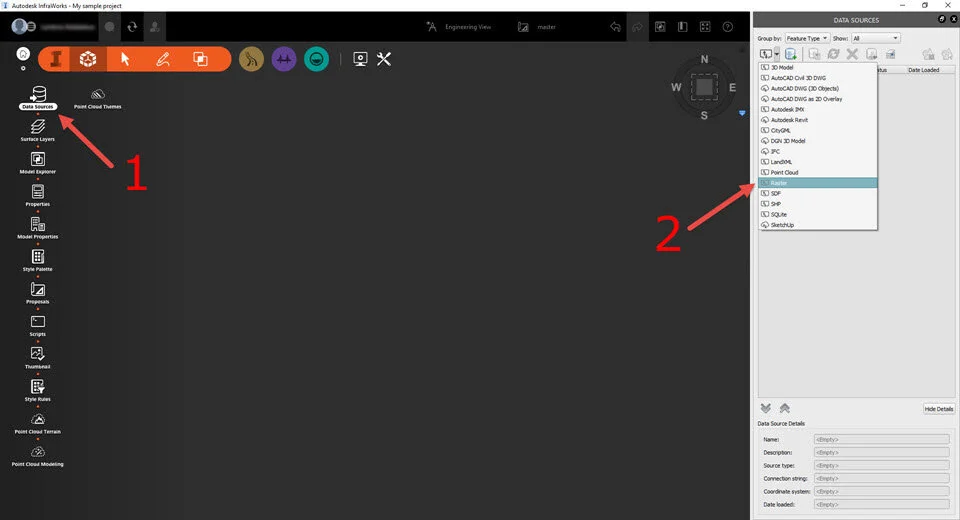 a) Add a new “Raster” data source.