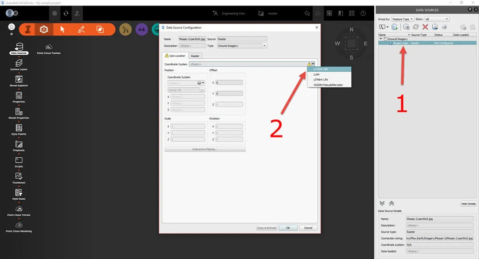 d) Assign the project coordinate system to the raster.