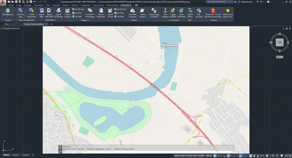 In this image you see the imported map in CAD.