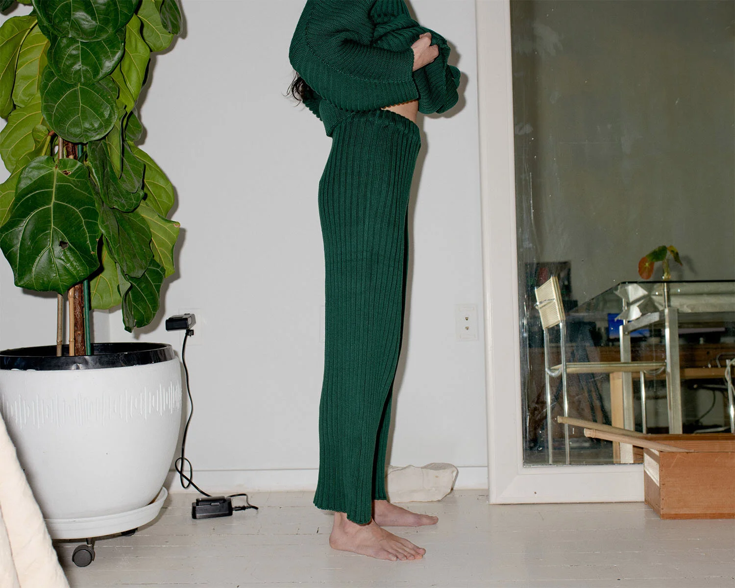 Maru Pants – Cotton Rib Dark green 