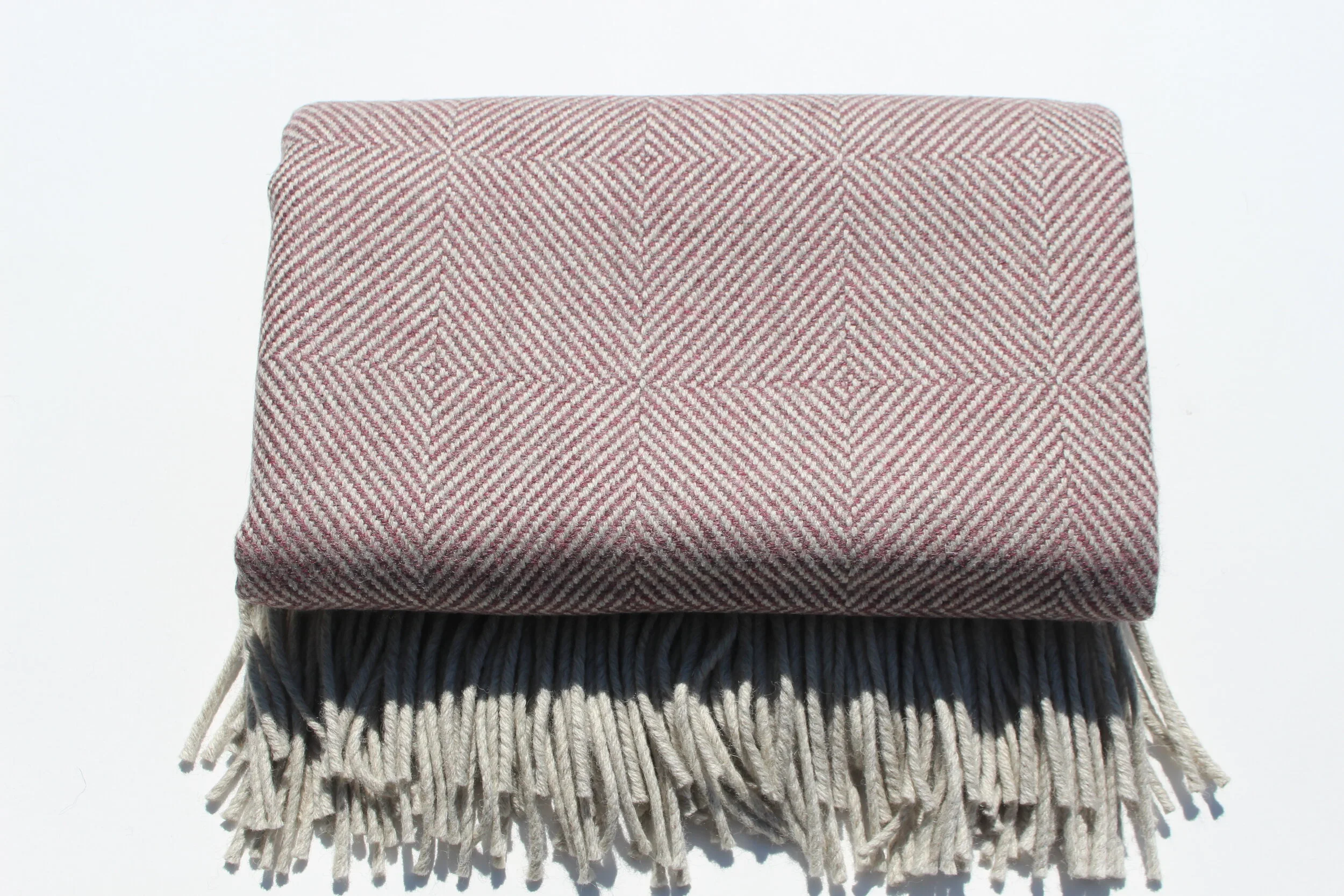 The Richmond 950 Blanket - 100% Yorkshire Wool Raspberry Diamond Throw