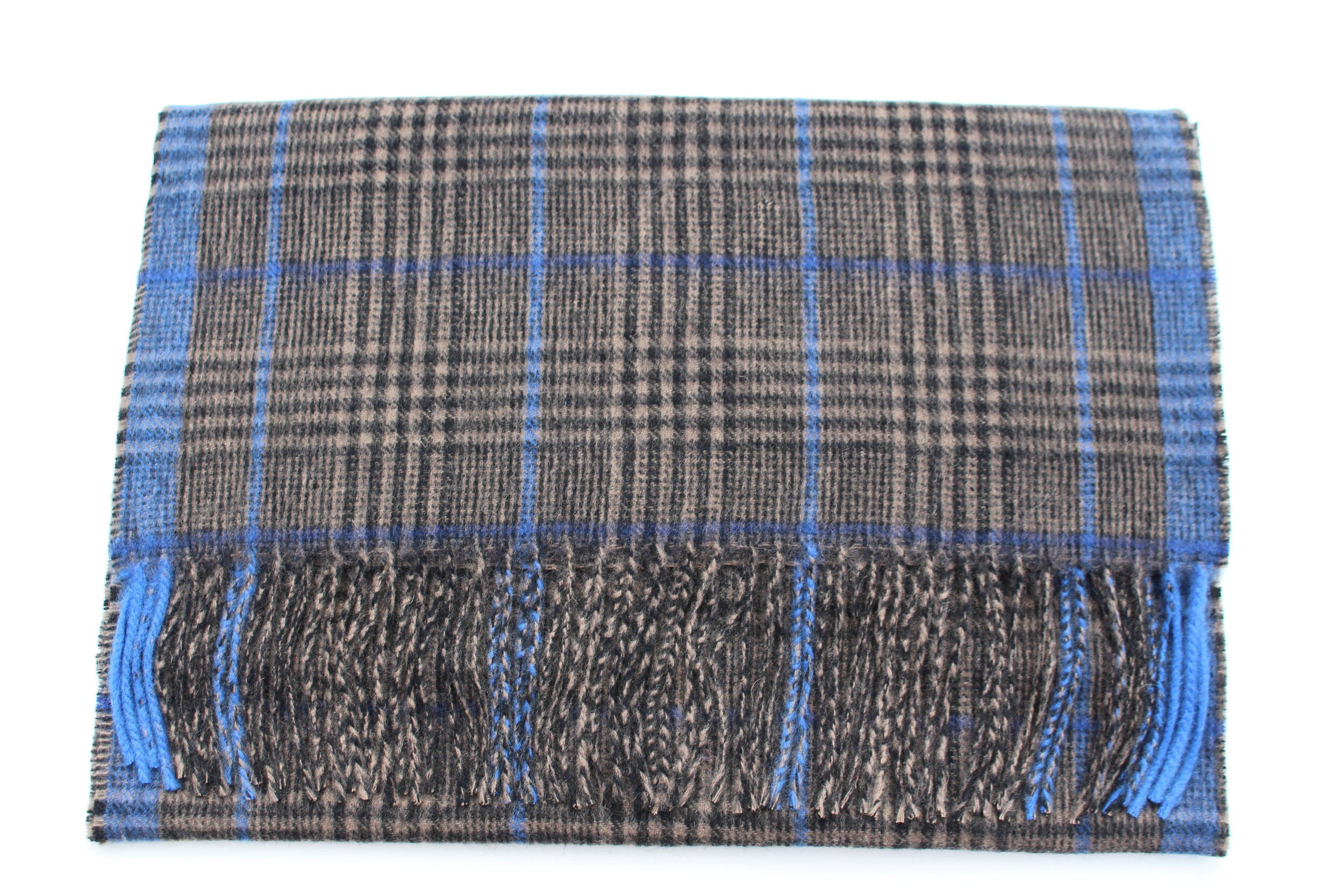 Cashmere & Lambswool Price of Wales Check Scarf - Cobalt Blue