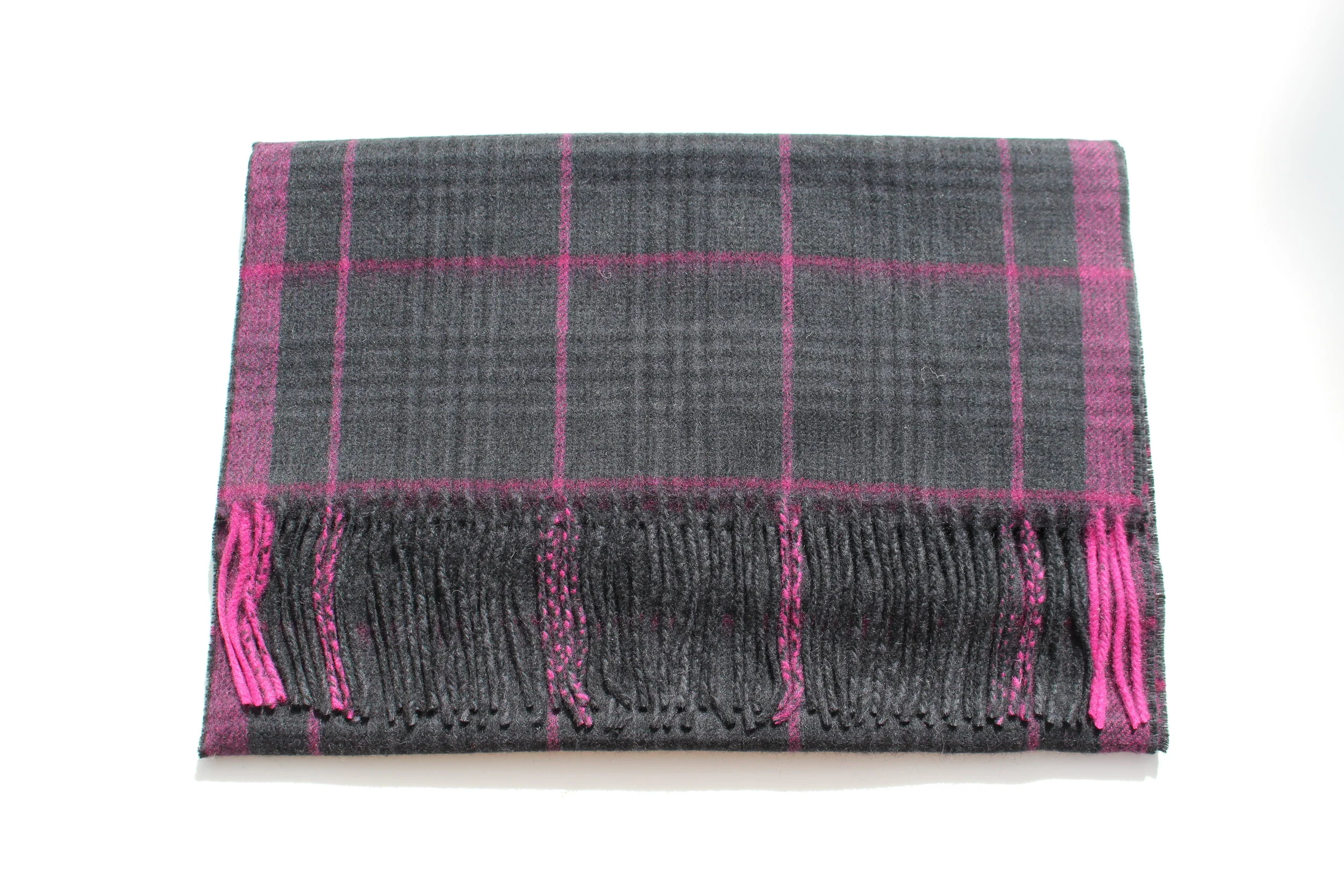 Cashmere & Lambswool Price of Wales Check Scarf - Raspberry