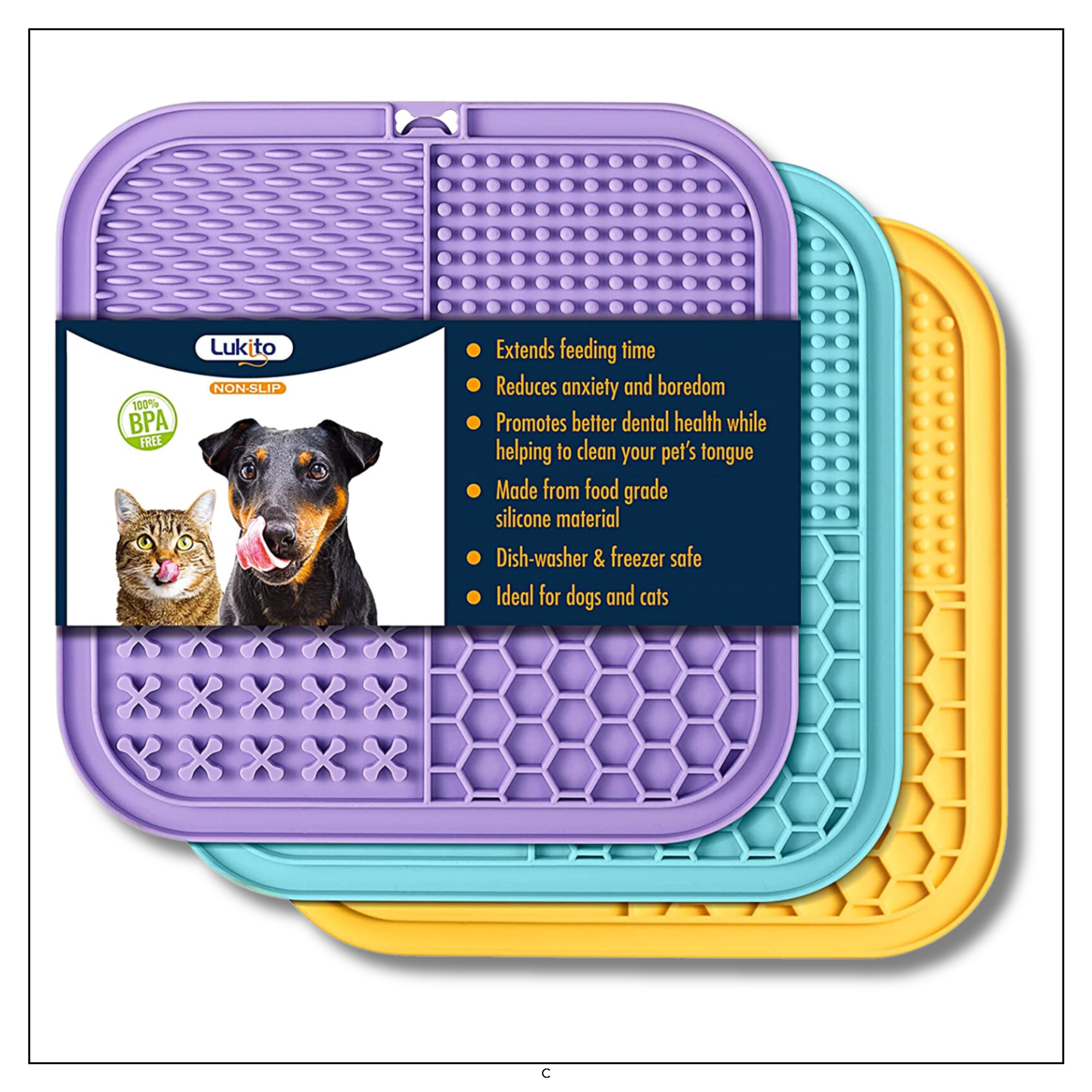 3PCS Licking Mat for Dogs & Cats with Suction Cups