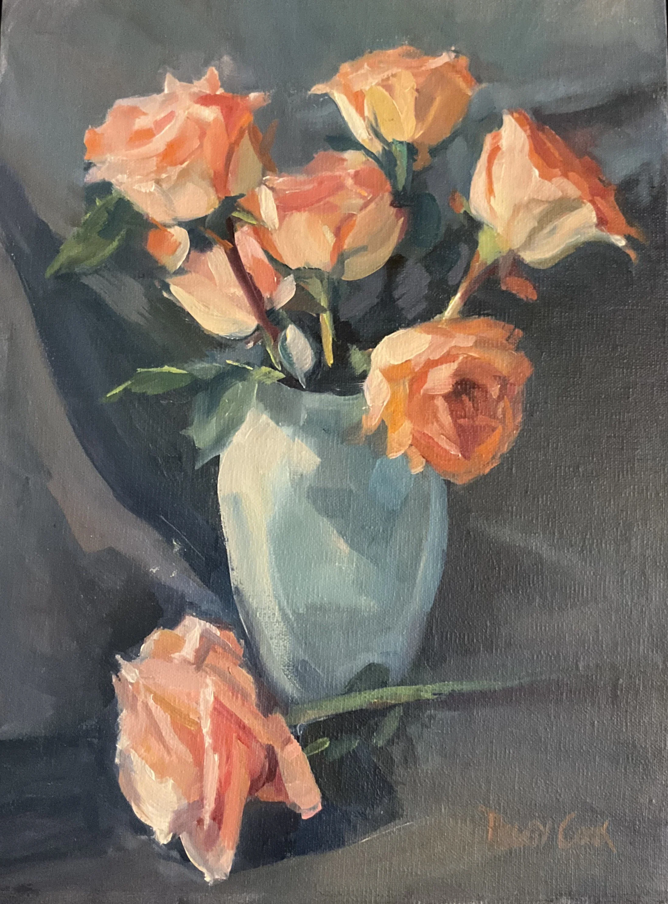 Pink Roses, White Vase (Copy)