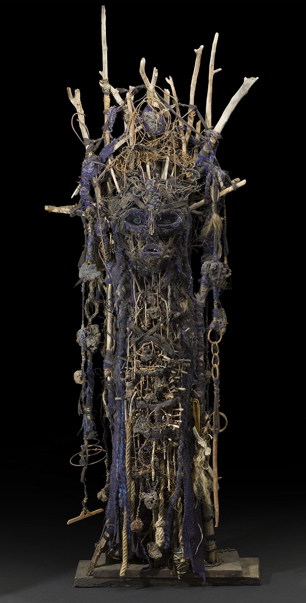   Sylvain and Ghyslaine Staelens    Totem   , 2015 Wood, metal, cloth, found objects 73 x 25 x 11 inches 185.4 x 63.5 x 27.9 cm GSS 44 