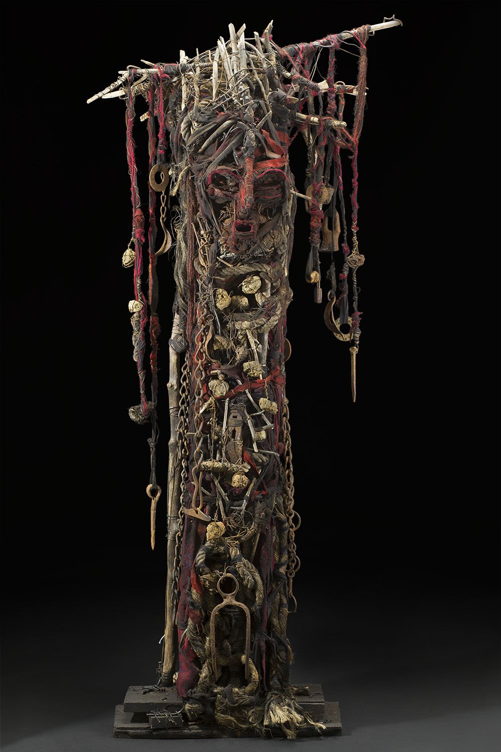   Sylvain and Ghyslaine Staelens    Totem   , 2015 Wood, metal, cloth, found objects 66 x 29 x 17 inches 167.6 x 73.7 x 43.2 cm GSS 49 