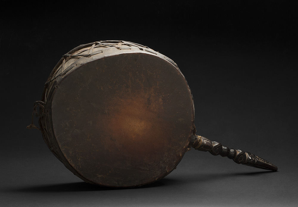   Nepal    Drum  , Mid 20th C. Wood, skin, leather 27.5 x 14.5 x 5 inches 69.9 x 36.8 x 12.7 cm Nep 40    