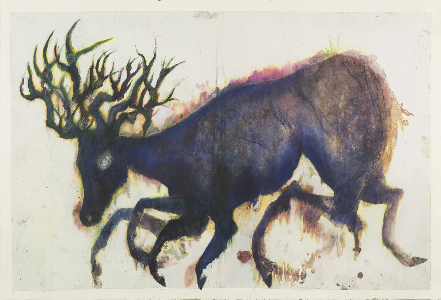Christine Sefolosha Véloce, 2015 Ink, mixed media, chine collé on Arches paper 40 x 58 inches 101.6 x 147.3 cm CSe 108