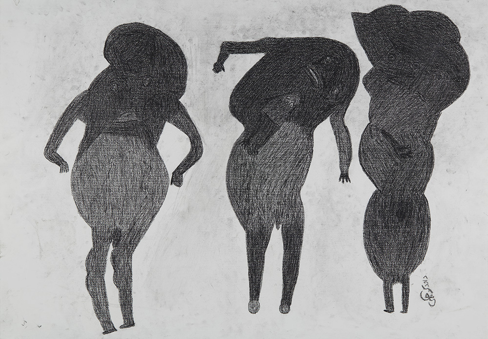  Davood Koochaki 3 Figures (2 male), ca. 2015 Graphite on paper 27.56 x 39.37 inches 70 x 100 cm DKoo 2 