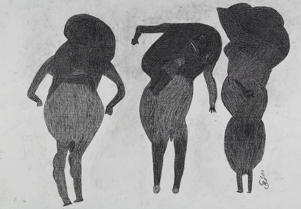 Davood Koochaki 3 Figures (2 male), ca. 2015 Graphite on paper 27.56 x 39.37 inches 70 x 100 cm DKoo 2
