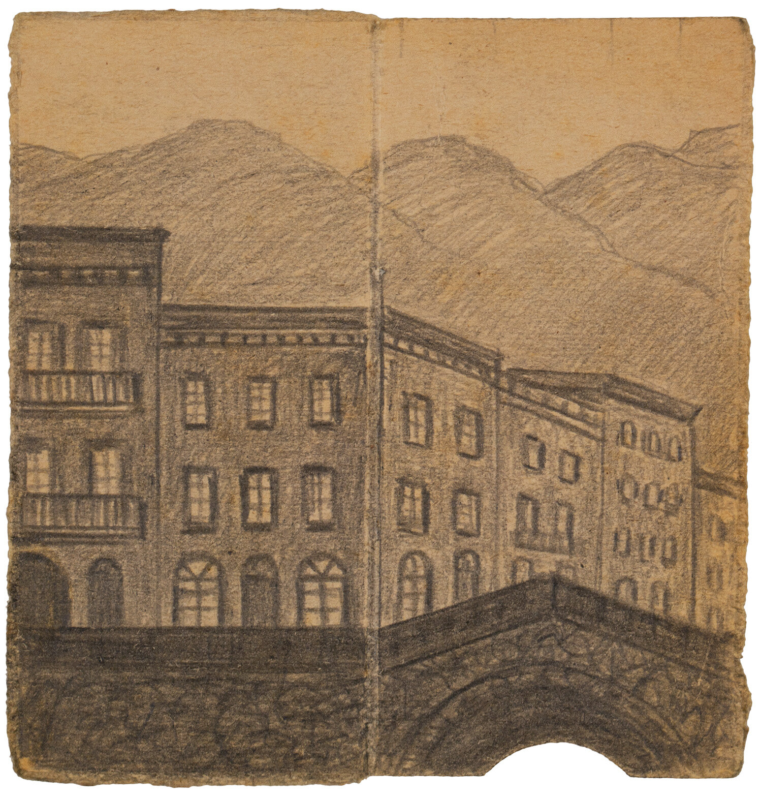   E.S.G.     Untitled  , 1935-1939  Graphite on cigarette paper  3.25 x 3 inches  8.3 x 7.6 cm  ESG 12 