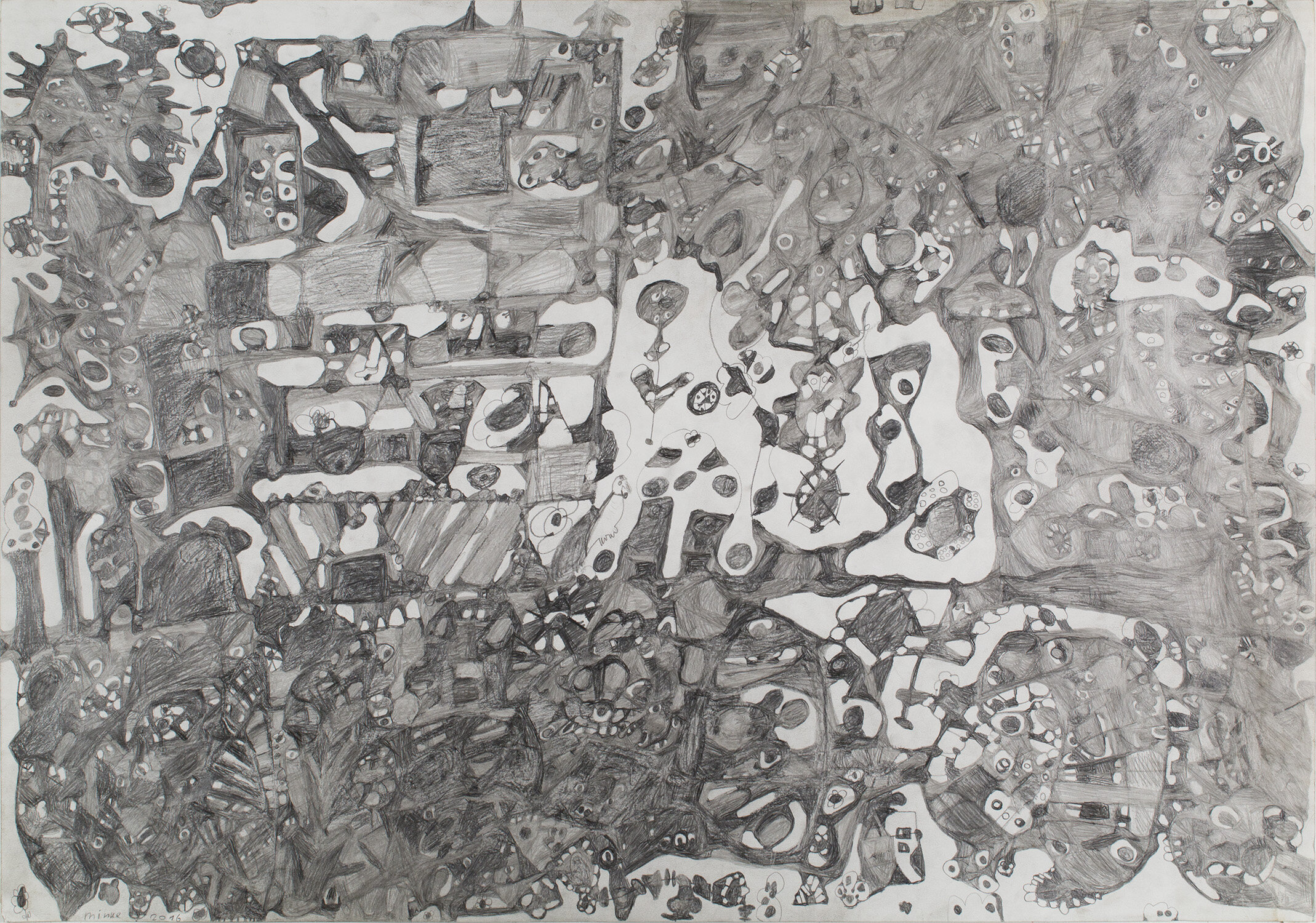   Minke de Fonkert     Verdwalde de Vissen  , 2016  Graphite on paper  27.5 x 39.25 inches  69.9 x 99.7 cm  MdF 2 