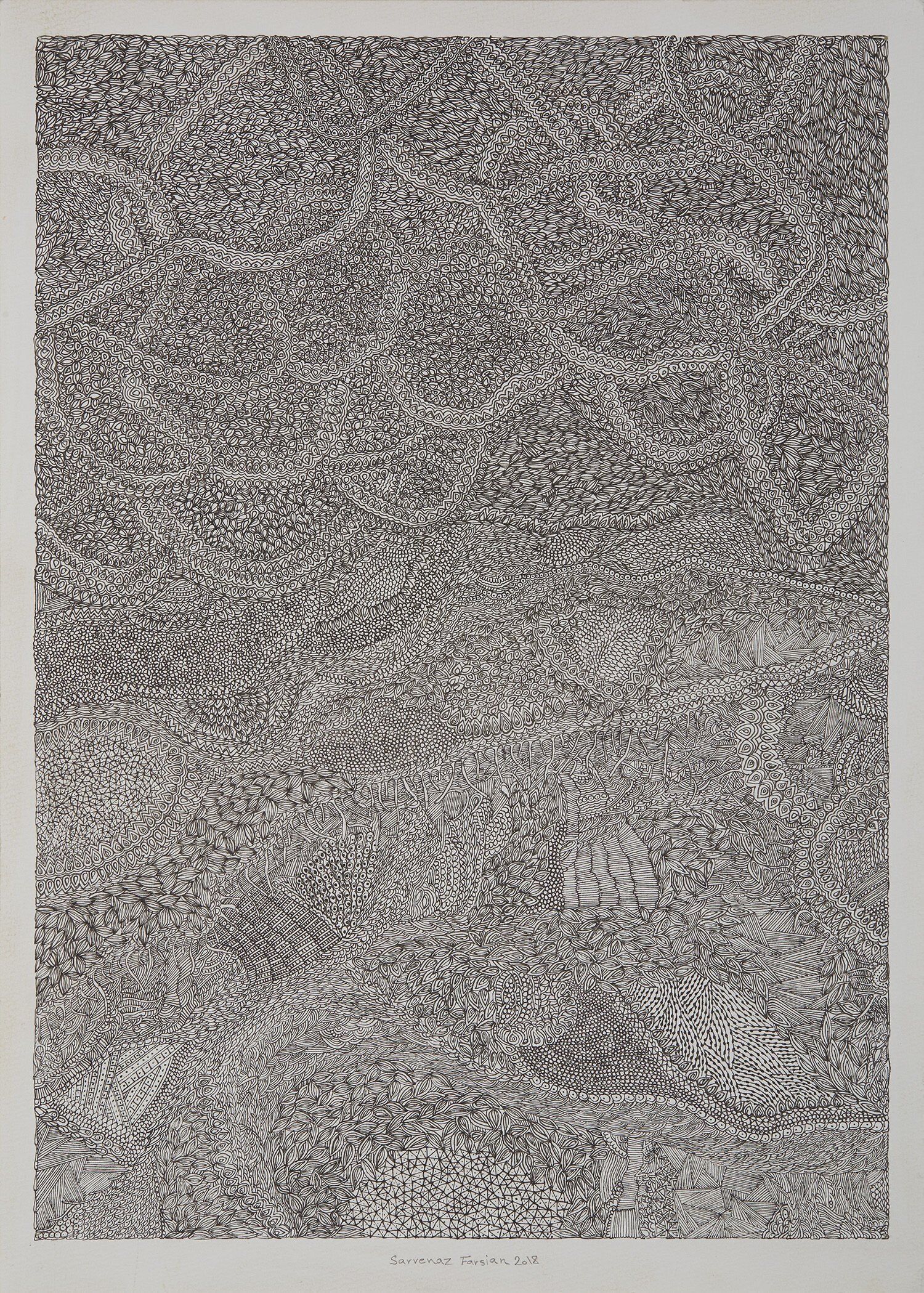   Sarvenaz Farsian  Untitled  , 2018 Ink on paper 14 x 10.75 inches 35.6 x 27.3 cm SvF 6 