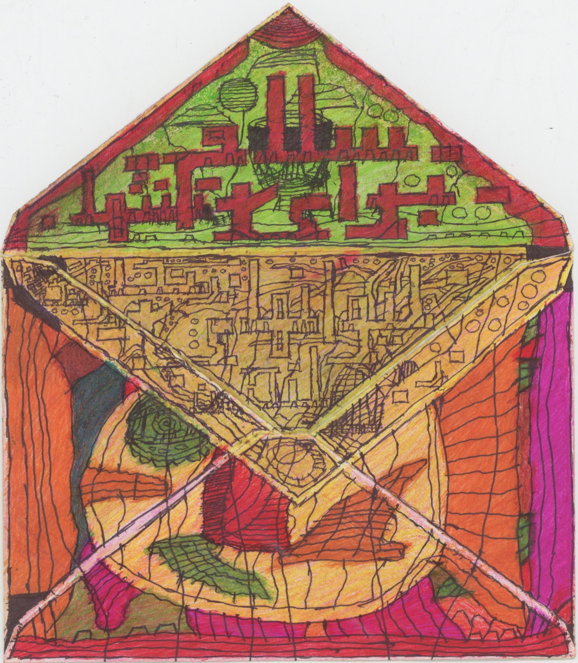   Kiyavash Danesh  Untitled  , n.d. Ink, marker on envelope 4.5 x 6.25 inches 11.4 x 15.9 cm KD 1 