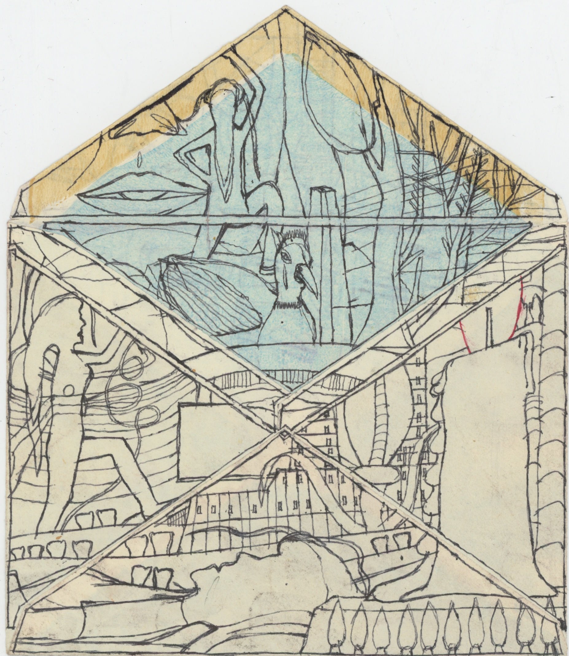   Kiyavash Danesh  Untitled  , n.d. Ink, marker on envelope 4.5 x 6.25 inches 11.4 x 15.9 cm KD 4 
