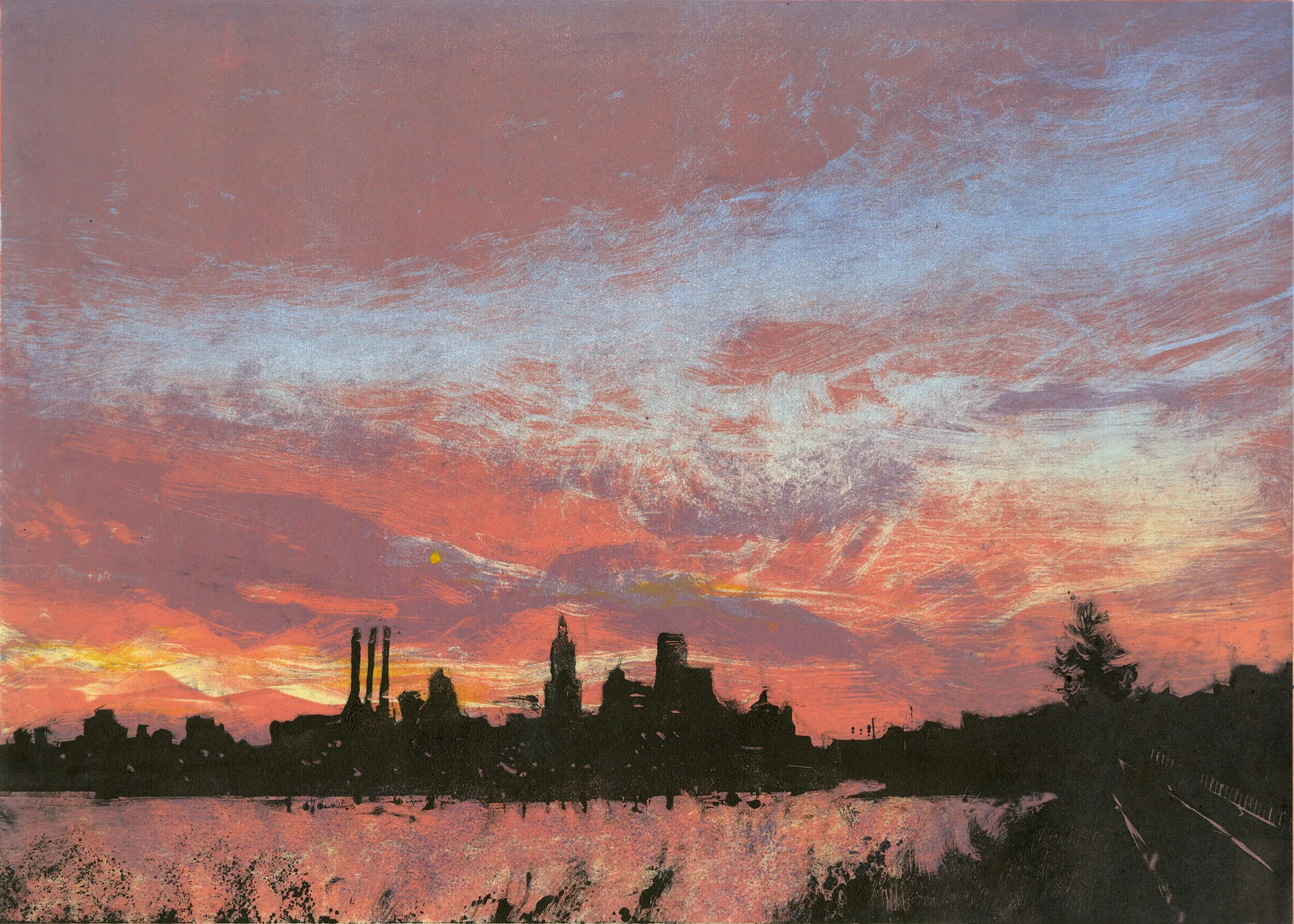 Sunset - Providence, RI 10" x 14" 2015