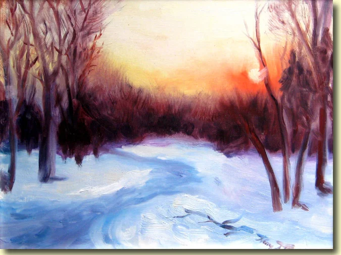 Snowy Woods Near Dusk