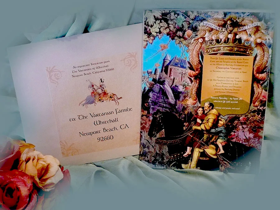 Knight themed birthday invitation. 