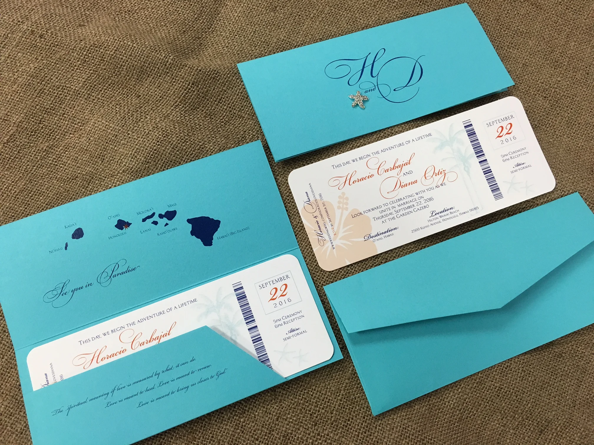 Hawaii Boarding Pass - Destination Invitation