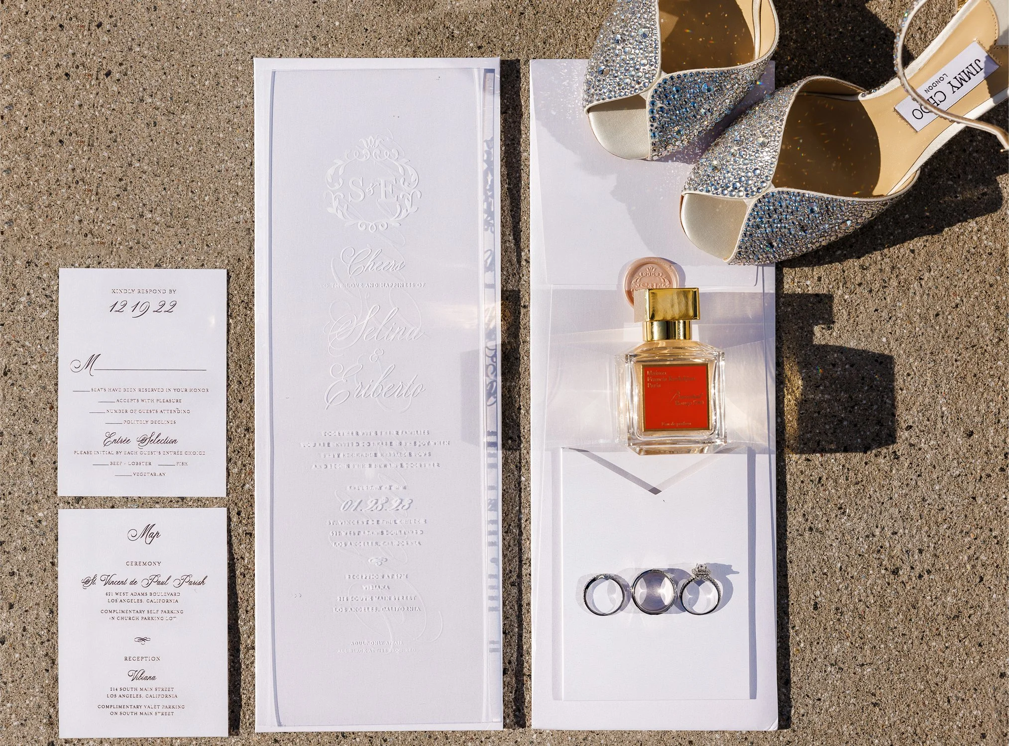 Elegant White Wedding Invitation Set