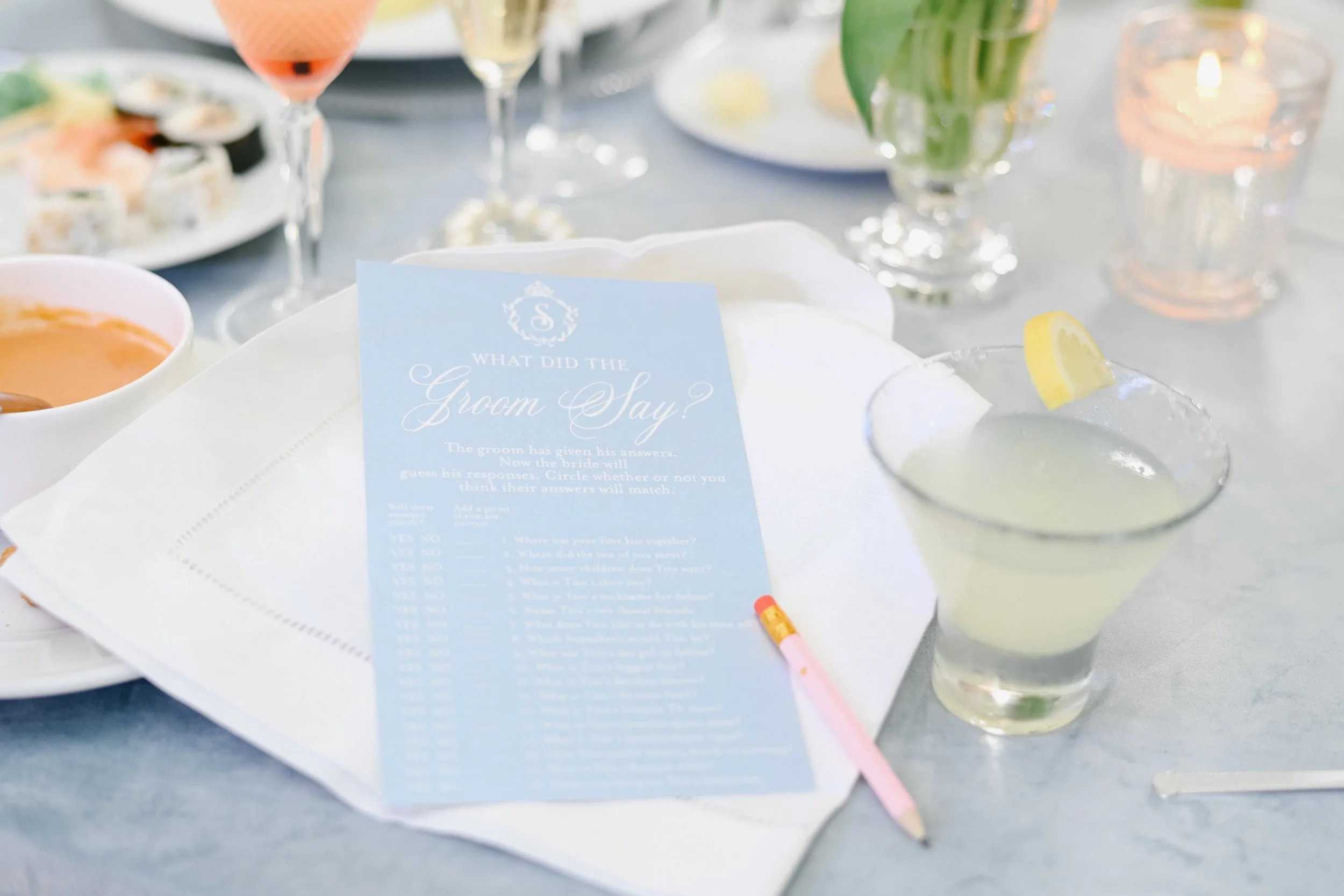 Fun Trivia card for bridal shower