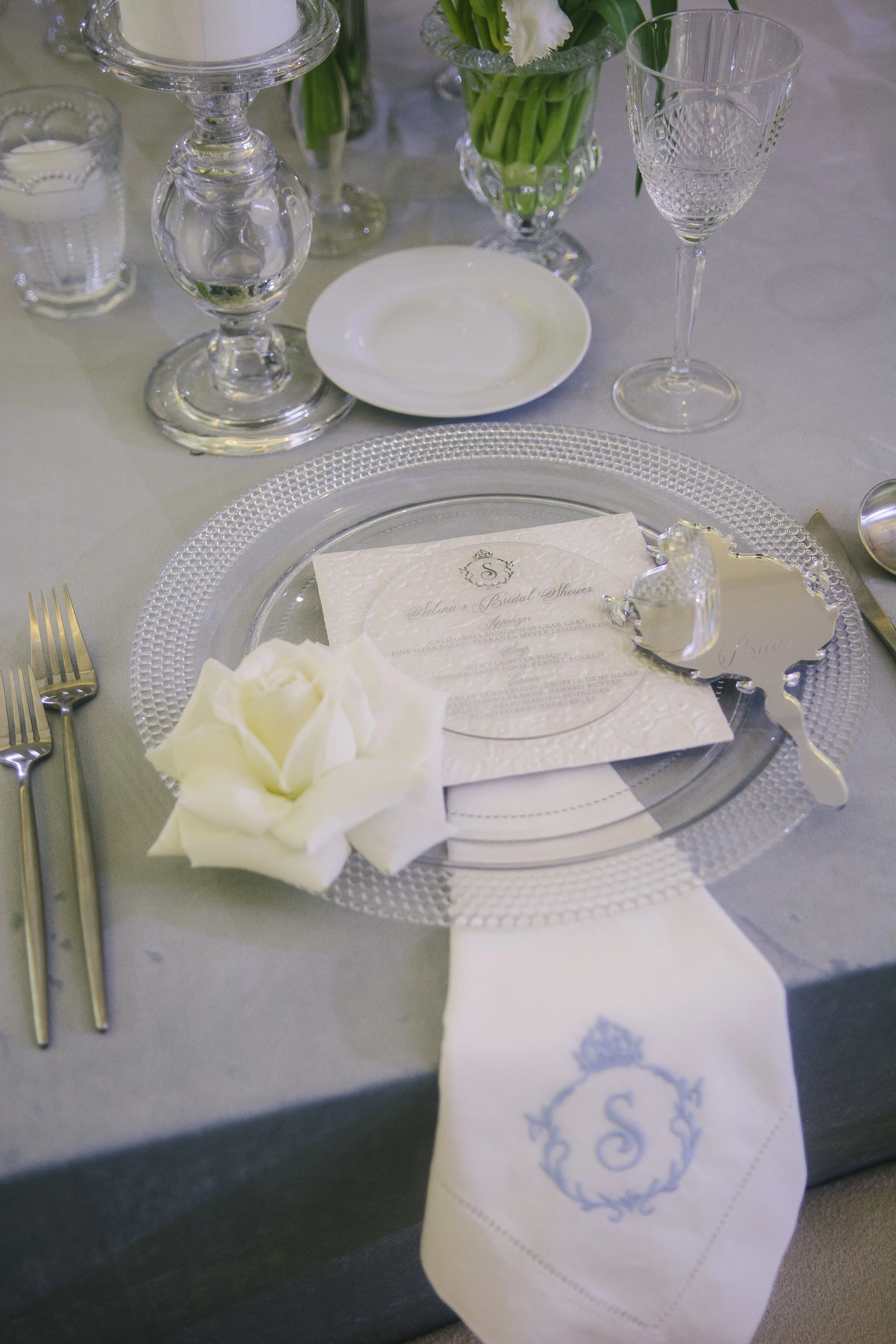 Gorgeous Acrylic Menu and personalized natural cloth napkin