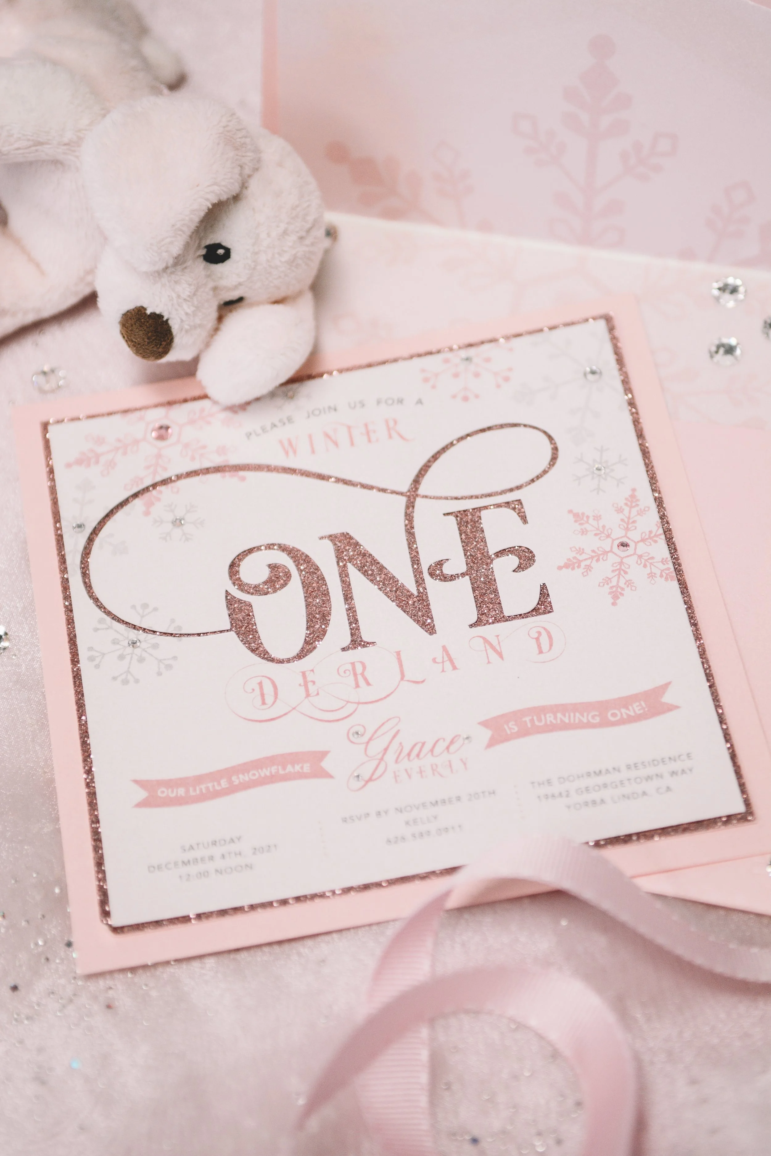 Baby Girl First Birthday Invitation