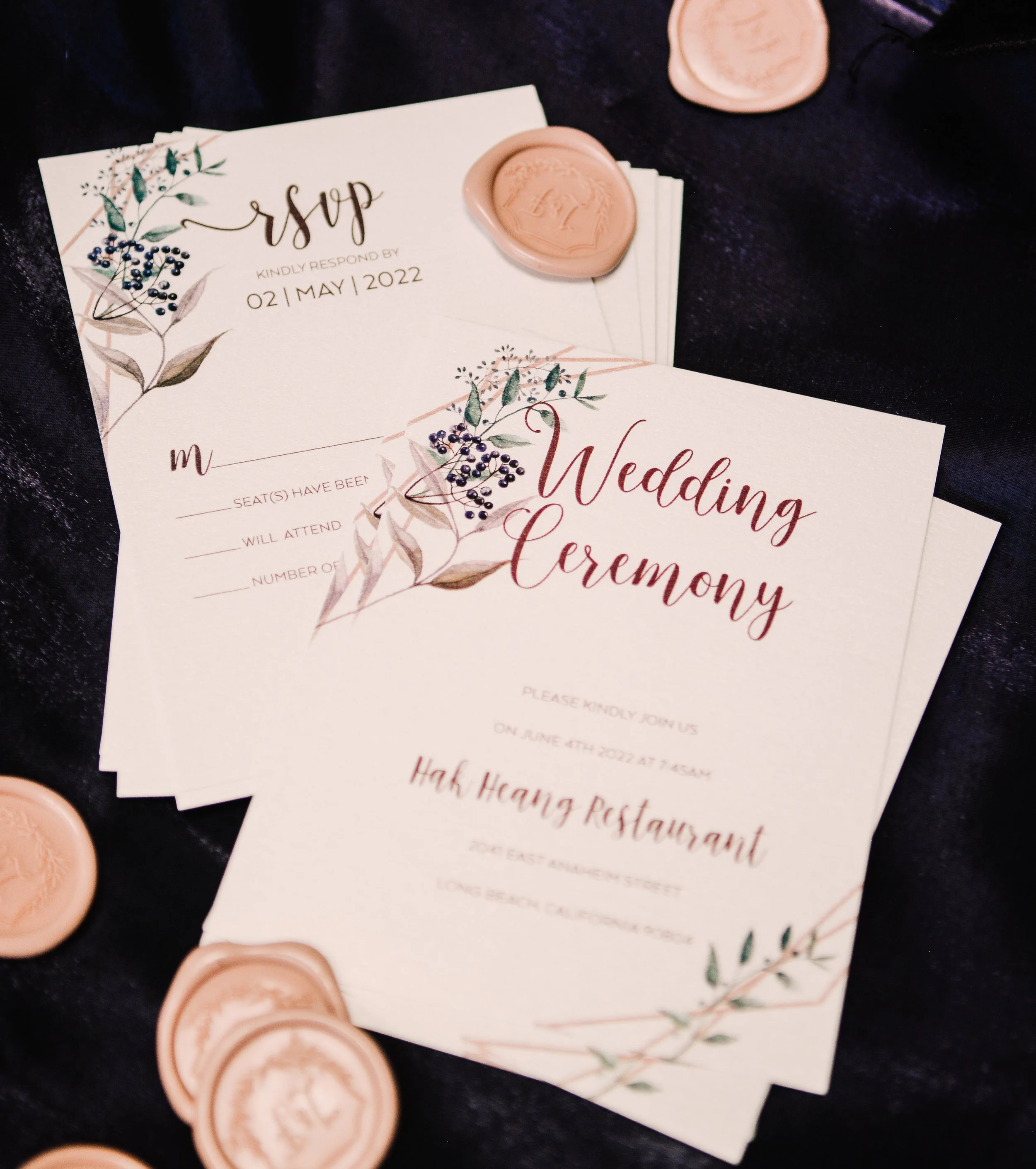 Wedding Info, RSVP card, monogrammed wax seal 