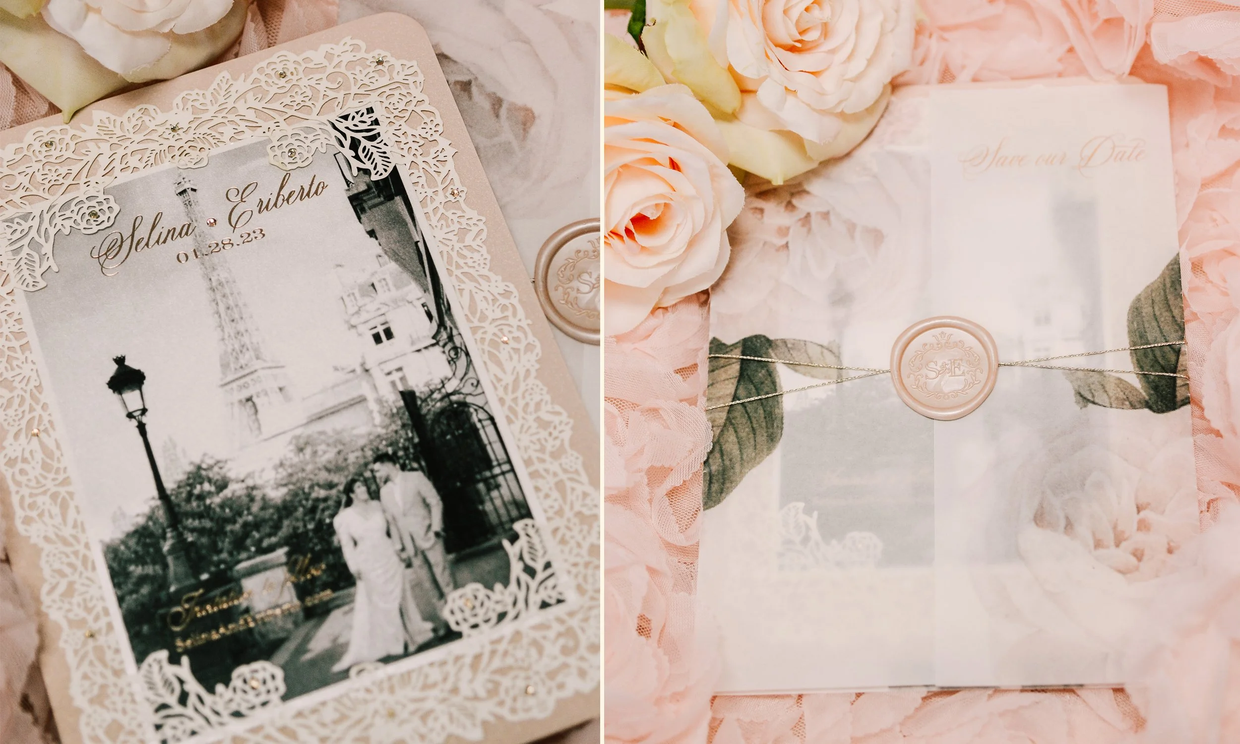 Floral Laser Cut Save the Date Invitation