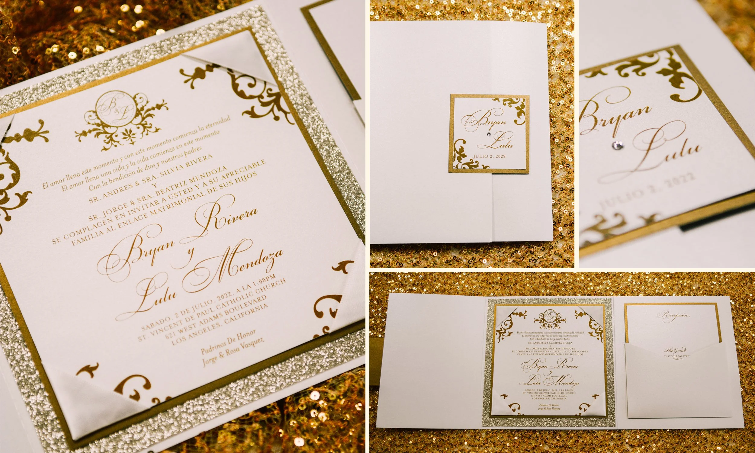 Luxury Trifold Pocket Wedding Invitation Set