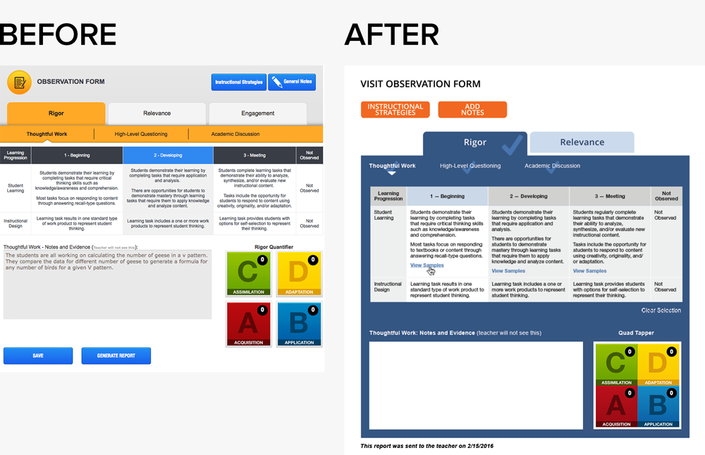 UI/UX consulting and redesign of collaborative instructional review platform